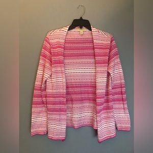 Appleseed’s Cardigan Size Medium Pink White Stripes